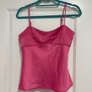 Wayf Fuchsia Satin Camisole Top